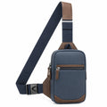 Borsa a tracolla 17 x 7 x 31 cm in materiale sintetico blu marrone con tasche e tracolla regolabile
