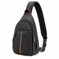 Borsa a tracolla 18 x 10 x 32 cm in similpelle nera e marrone con tasche multiple