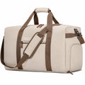 Borsone da viaggio 50 x 25 x 30 cm in tessuto beige e marrone con tracolla