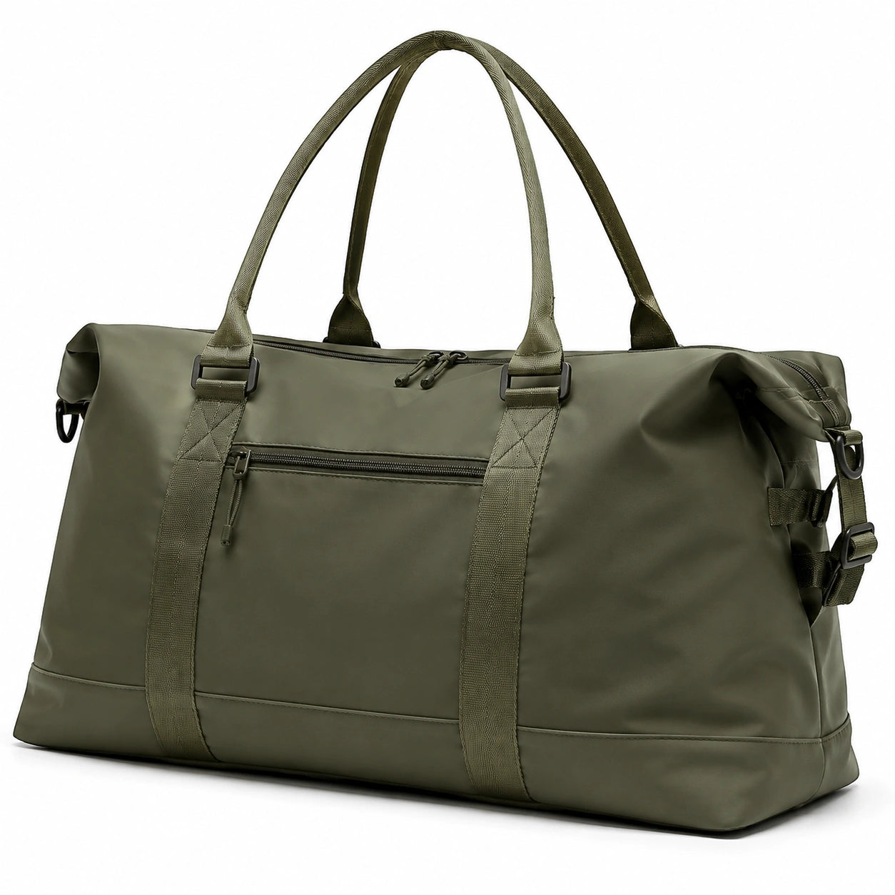 Borsa da viaggio 50 x 25 x 30 cm in tessuto sintetico verde oliva con tasca zip