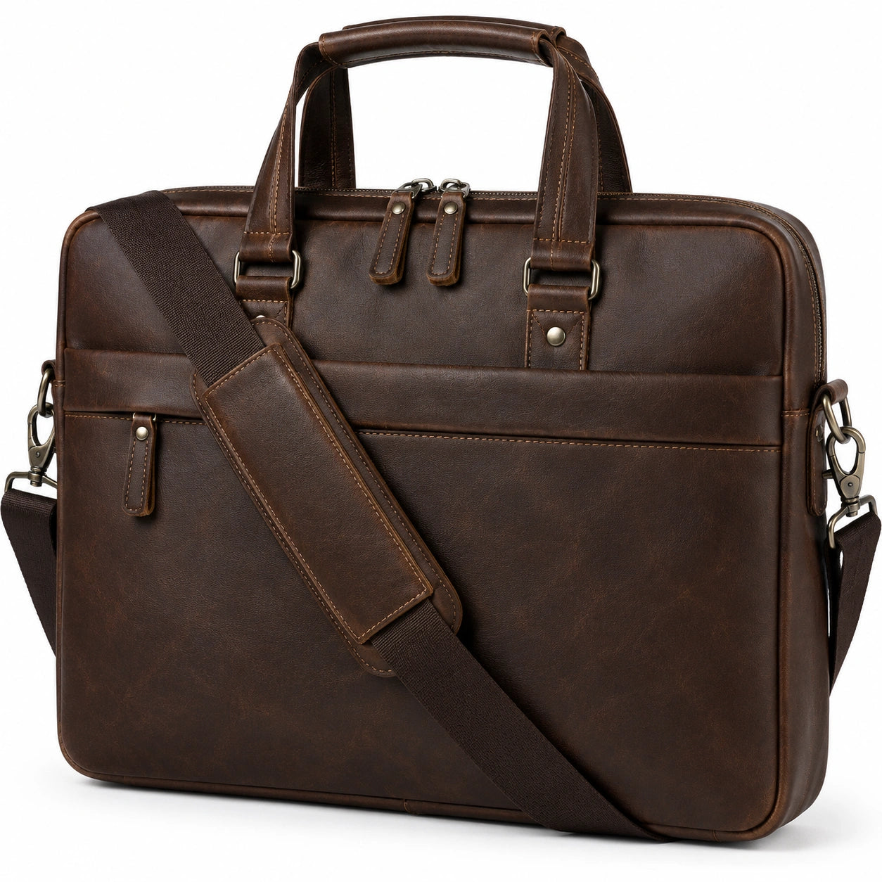 Borsa portadocumenti 42 x 8 x 32 cm in similpelle marrone con tracolla stile classico