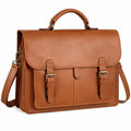 Borsa portadocumenti 40 cm in similpelle marrone con tracolla e chiusure a fibbia