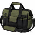 Borsa portautensili 40 x 20 x 30 cm in tessuto sintetico verde e nero - organizzazione con tasche e tracolla