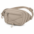 Marsupio 30 x 15 x 10 cm in tessuto sintetico beige - cintura regolabile e tasche con zip