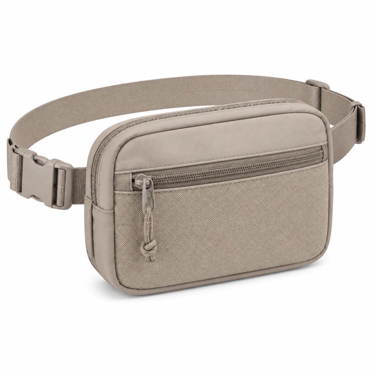 Marsupio 22 cm x 15 cm x 6 cm in tessuto sintetico tortora con tasca zip per uso quotidiano