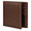 Portafoglio bifold 12 x 9.5 x 2 cm in similpelle marrone con scomparti per carte