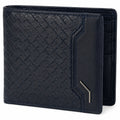 Portafoglio da uomo 12 x 10 x 2 cm in similpelle blu scuro intrecciata pieghevole