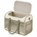 Trasportino per animali 45 x 28 x 30 cm in tessuto sintetico beige e verde con rete - da viaggio