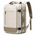 Zaino da viaggio 45 x 30 x 20 cm in tessuto sintetico beige con scomparti multipli