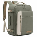 Zaino da viaggio 45 x 30 x 18 cm in tessuto sintetico verde salvia e beige con scomparti multipli